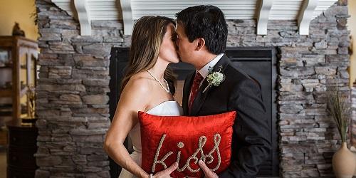 Indoor Wedding Kiss - Stone Hill Inn - Stowe, VT