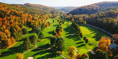 Golf Course Foliage Aerial - Woodstock Inn & Resort - Woodstock, VT