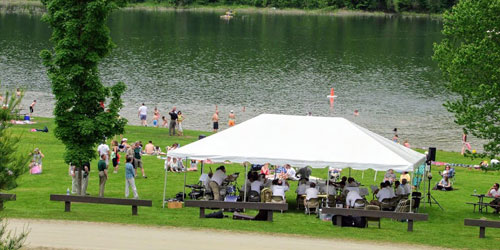 Beachside Tent - Waterbury Center State Park - Photo Credit VT State Parks