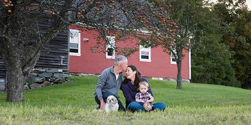 Family & Little Dog at Amos House - Landmark Trust USA - Dummerston, VT - Photo Credit Kelly Fletcher