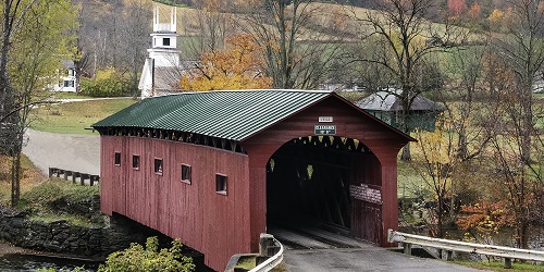 West Arlington VT Covered Bridge in Fall - Photo Credit Thomas Schoeller Photography
