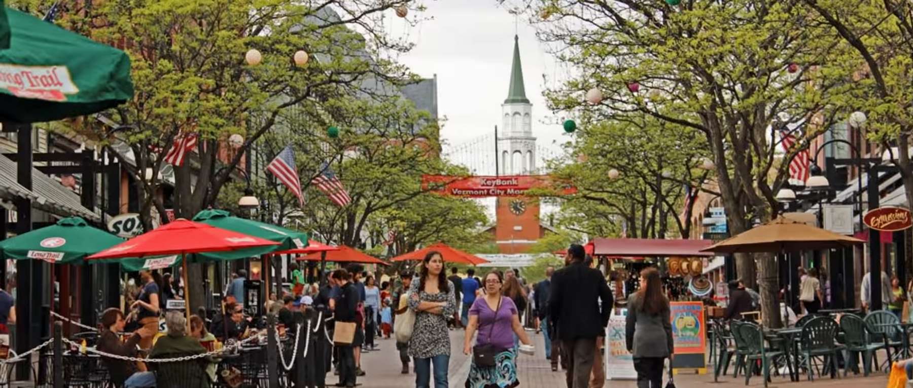 Spring at Church Street Marketplace in Burlington, VT